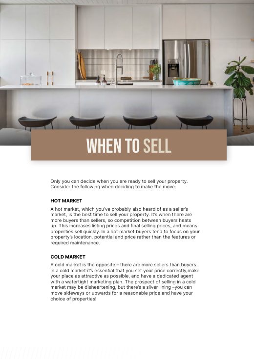 When to sell page from the Home Seller's Guide