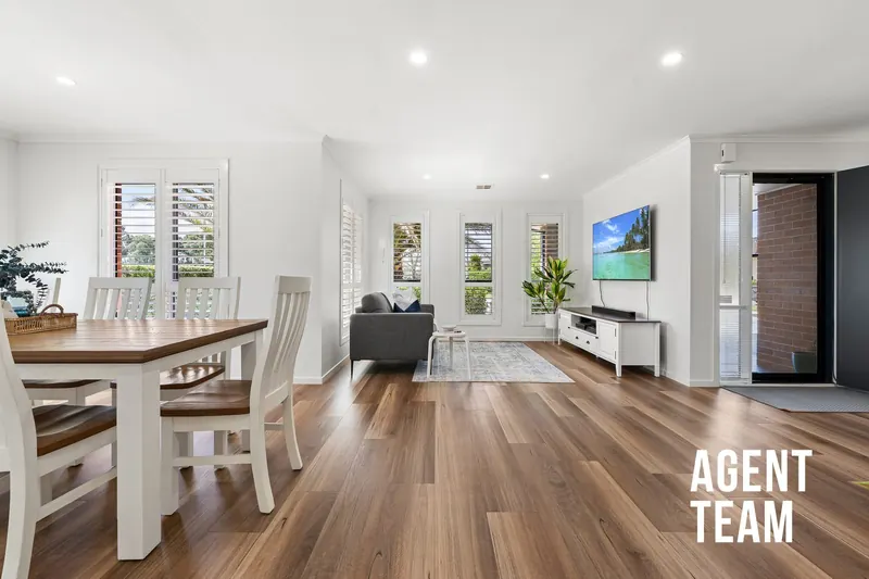 Open-plan dining and living at 15 Clendinnen Street, Dunlop