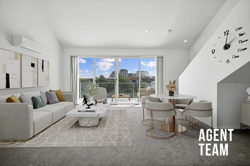 Open-plan living and dining at 312/45 Gungahlin Place, Gungahlin