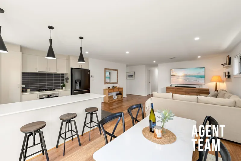 Open-plan kitchen, dining and living at 5/3 Fullston Way, Holt