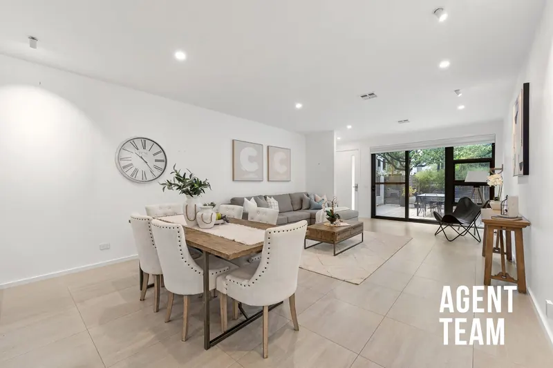 Open-plan dining and living at 6/88 Dooring Street, Dickson