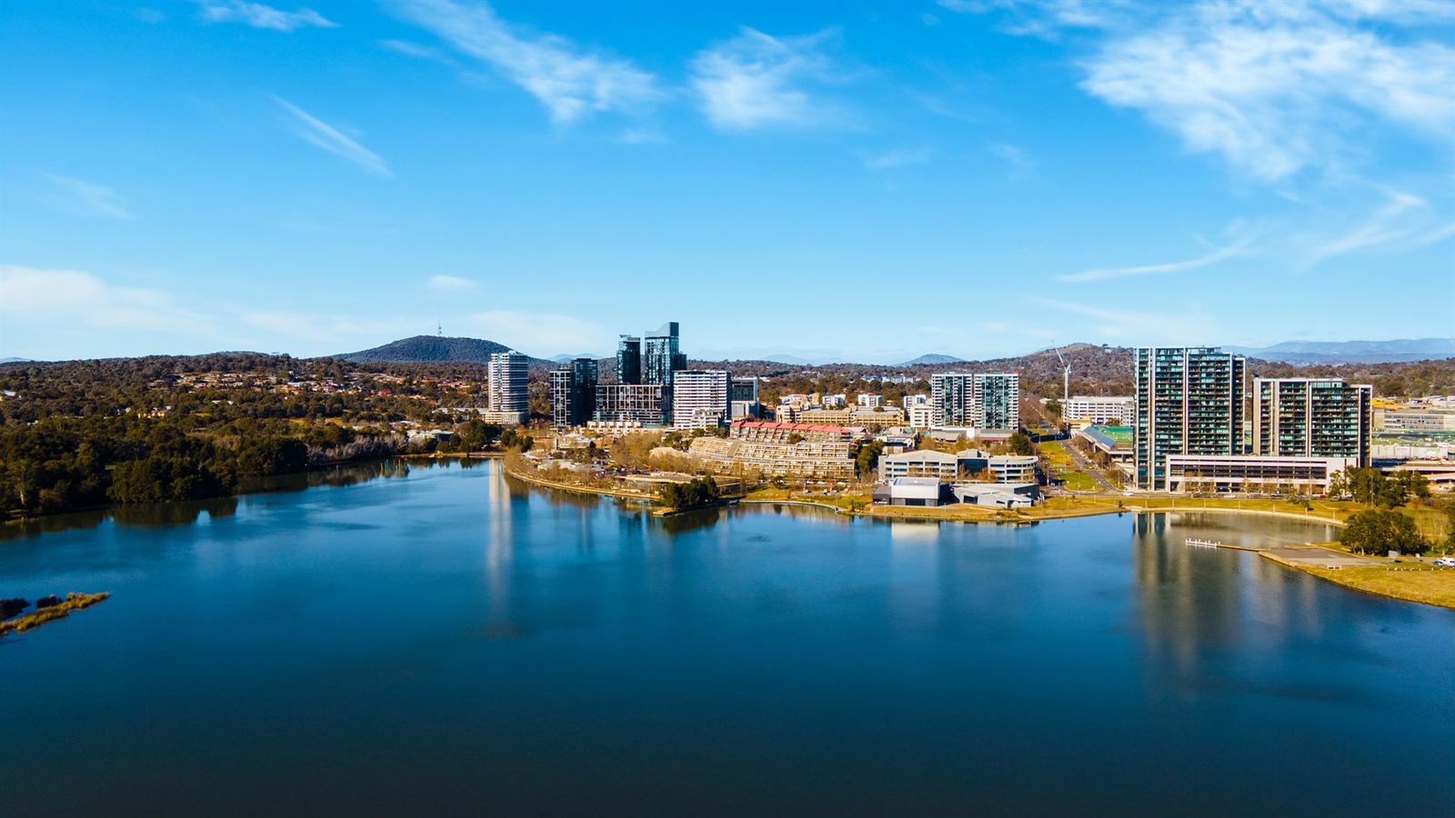 Lake Ginninderra and the Belconnen town centre from the air