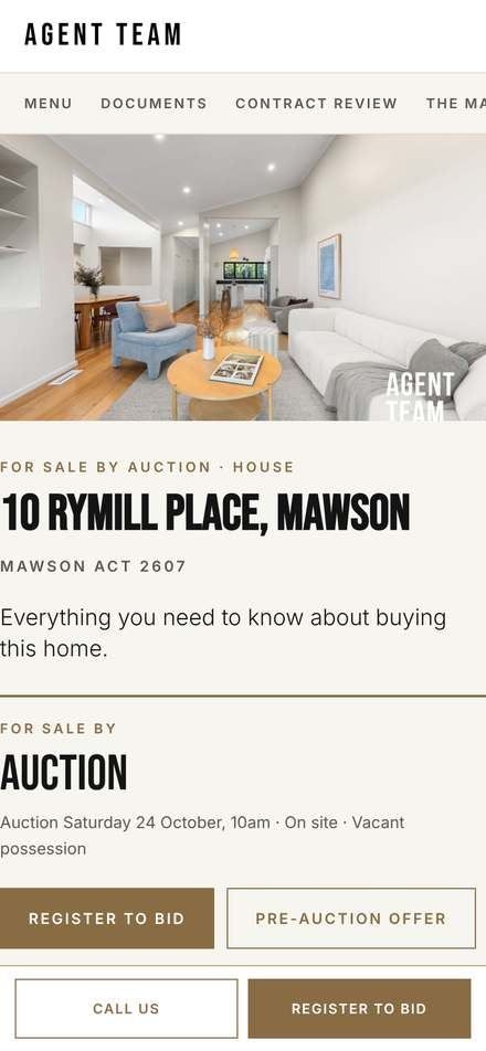 A private Agent Team buyer page shown on a phone
