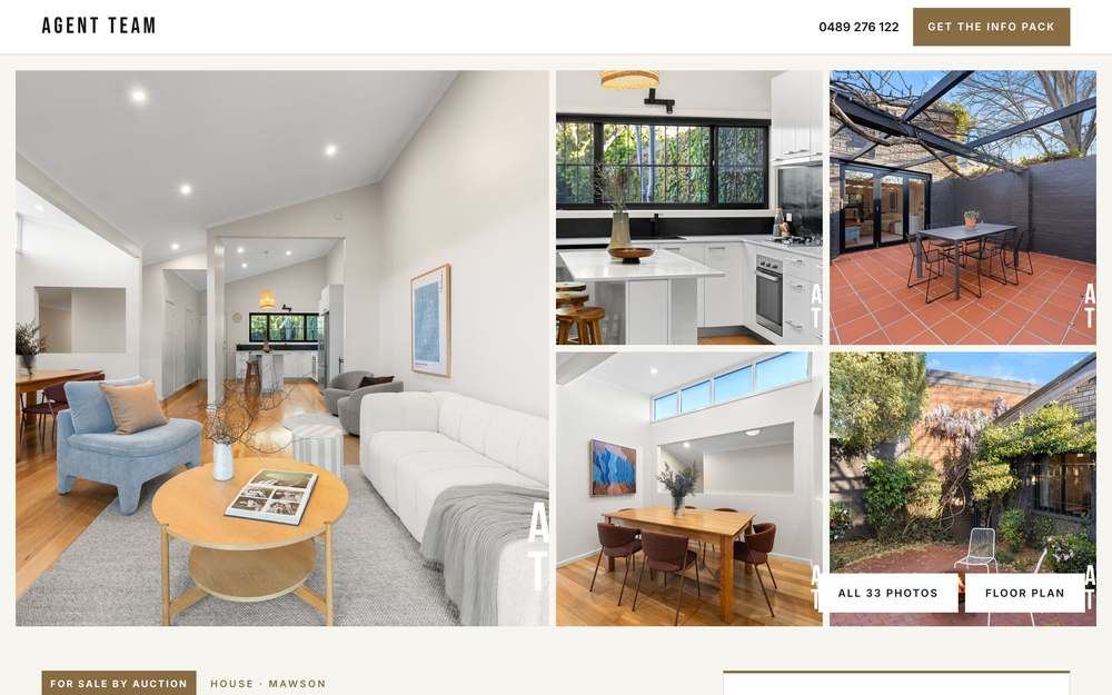 An Agent Team public listing page on a laptop