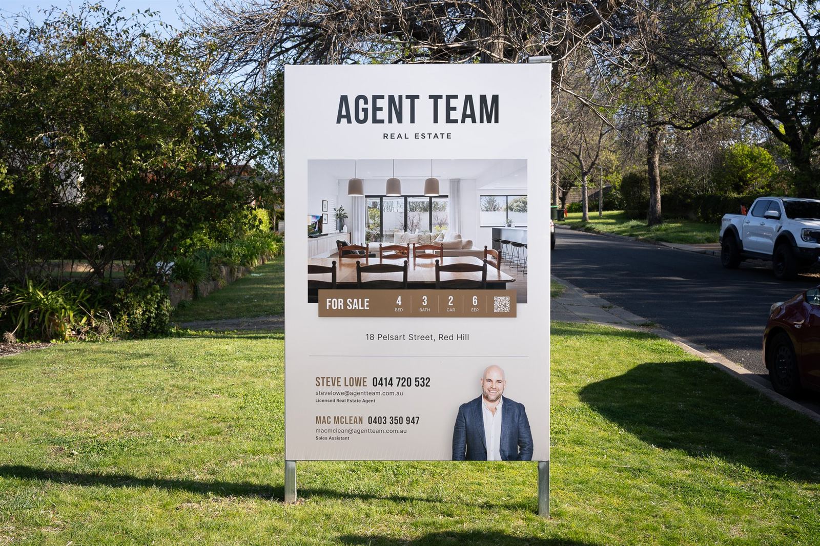 An Agent Team for sale signboard outside a Canberra home